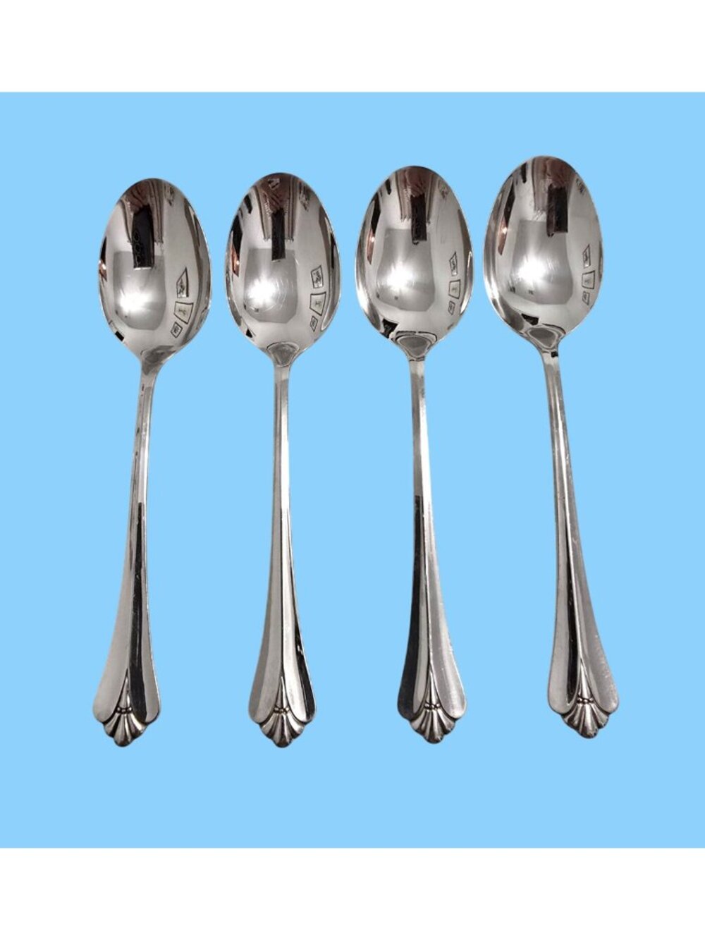 4 Oneida Community Royal Flute Stainless Steel Tablespoons Elegant Vintage